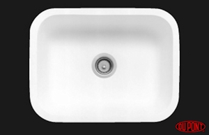 Vask inkl. montering i Corian bordplade. Dupont 871 / 531 x 397mm